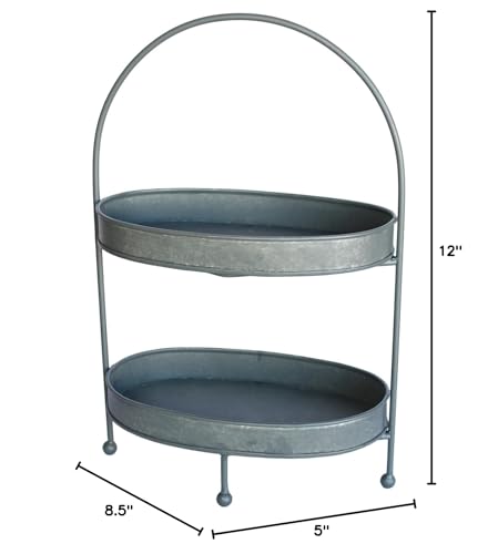 Rustic Two Tier Oval Metal Tray