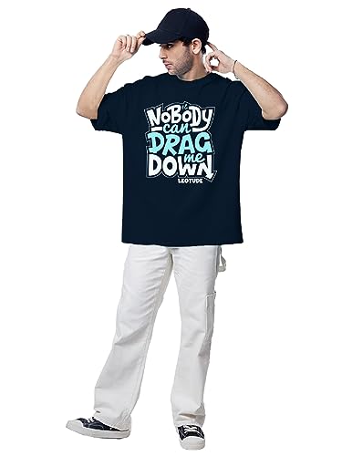 Image of LEOTUDE Men's Overiszed Cottonblend Half Sleeve Drop Shoulder Regular Fit T-shirt