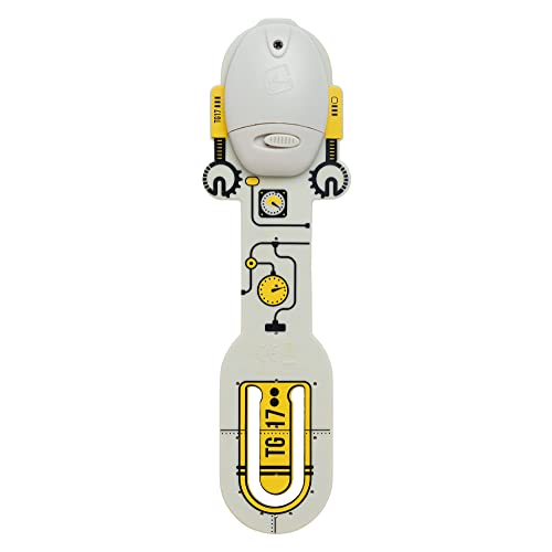 Image of Gifts for Readers & Writers Book Light for Kids, Clip On Reading Light for Bed, 2in1 Flexilight Pals & Bookmark, Small & Lightweight with a Soft Glow, 2 Batteries Included, Robot Grey