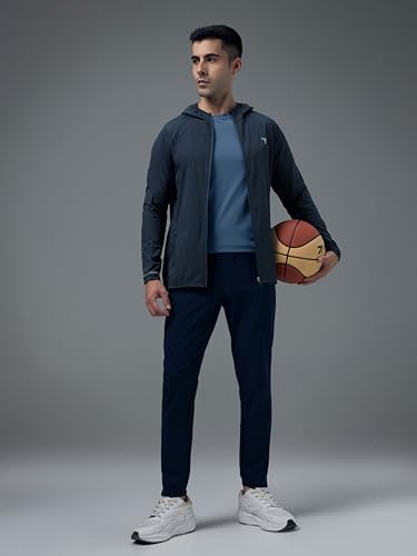 Image of TECHNOSPORT Men's Regular Fit Solid Hooded Neck Jacket With Ts Flexi, UPF50+ for Sports, Gym & Regular Use