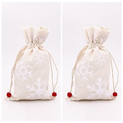 GGSDDU 2 Bolsas De Tela Estampadas Para Dulces Con Cordón,Bolsa De Regalo De 6 X 9 Pulgadas,Bolsa De Dulces De Chocolate,Bolsa De Regalo,Bolsa De Regalo Con Patrón De Copo De Nieve Cover