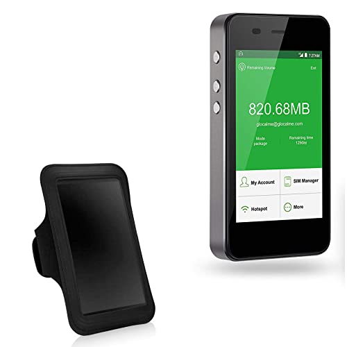 BoxWave Case Compatible with GlocalMe G3 LTE Global Mobile Hotspot - Sports Armband, Adjustable Armband for Workout and Running - Jet Black
