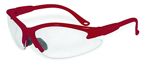 SSP Eyewear Safety Glasses with Red Frames & Clear Anti-Fog Shatterproof Lenses, COLUMBIA RED CL A/F,Clear Af - Red