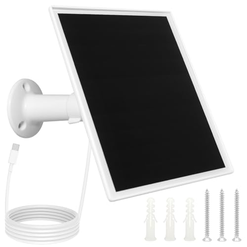 Placa Solar 5V, 6W Panel Solar para Cámara de Seguridad, IP66 Paneles Solares con Soporte Ajustable de 360°, DC 5V 6W Placas Solares con Puerto Type-C (2)