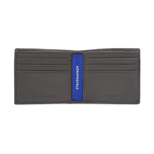 Image of Aeropostale Men's SLIMFOLD Wallet Malibu - Brown | Debossed Buff Leather | Ultra-Slim Profile | Ideal for Gifting