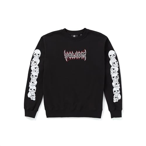 Sweat Volcom Stone Lord Crew Black Homme en coton molletonné
