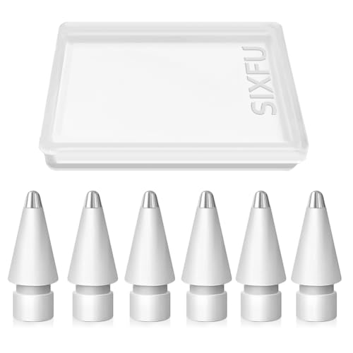 Image of SIXFU 6 PCS Replacement Pencil Tips for Apple Pencil, Durable iPencil Tip Nibs Accessories for iPad Pro /Apple Pencil Pro /USB-C / 1st Gen / 2nd Generation (Metal Top)