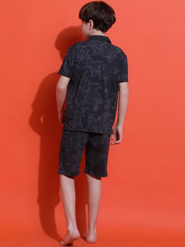 Image of Li'l Tomatoes Boys 100% Cotton Night Suit | Summer Printed Shirt & Shorts Set | Soft & Breathable Sleepwear | 9-16 Years
