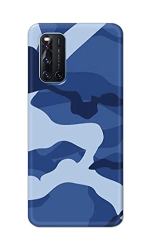 Image of Printed Hard Back Cover Case for Vivo V19 Back Cover (Army Blue Pattern) -702
