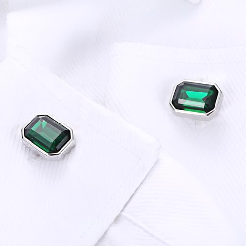 Mancuernillas HONEY BEAR con Cristal Verde Octagonales para Hombre miniatura 5