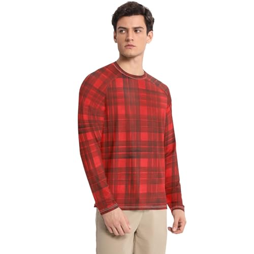 Stripe Plaid Men's Swim Shirts UPF 50+ Comfortable Loose Mens Sun Protection Long Sleeve Beach3