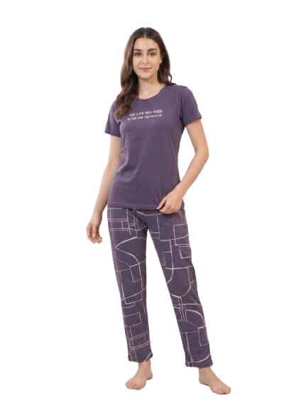 nightrise Night Suit for Women – 100% Breathable Cotton Night Dress for Woman – Comfortable 2-Piece Top and Pajama Set -Nlns7006-picture-25