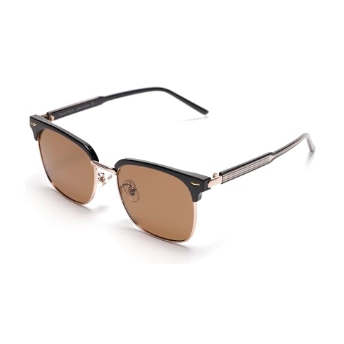 Classic Retro Premium Browline Polarized Sunglasses for Men and Women with Travel Case-Full UV Protection2