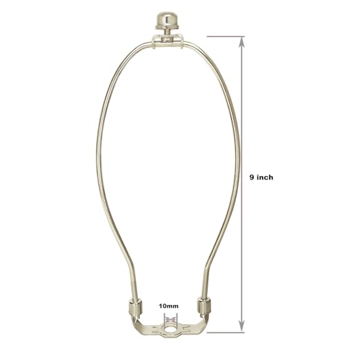 Image of GY & CK 9 Inch Lamp Shade Harp for Table and Floor Lamps, Heavy Duty Lamp Shade Bracket with Standard Harp Saddle and Lamp Finial, Detachable Lamp Shade Holder and Finial Set, Nickel, 2 Pack