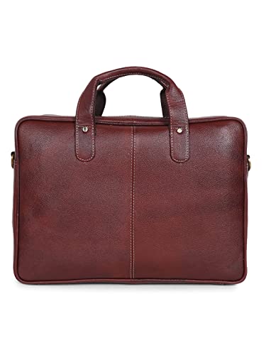 Image of Teakwood Genuine Leather 15 Inches Slim Unisex Brown Solid Laptop Bag