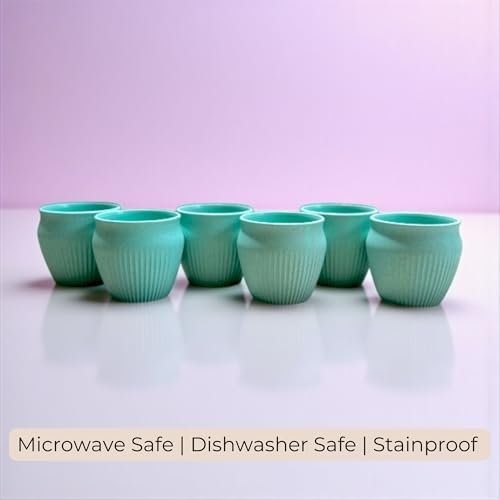 Image of Happy Cove Eco Friendly Cup Set of 6 for Tea | Biocomposite Rice Husk & Bamboo Fibre | 225ml Unbreakable Chai Cups | Microwave Safe Tea Kulhad | Hot & Cold Coffee Mug, Milk & Tea Cup Set