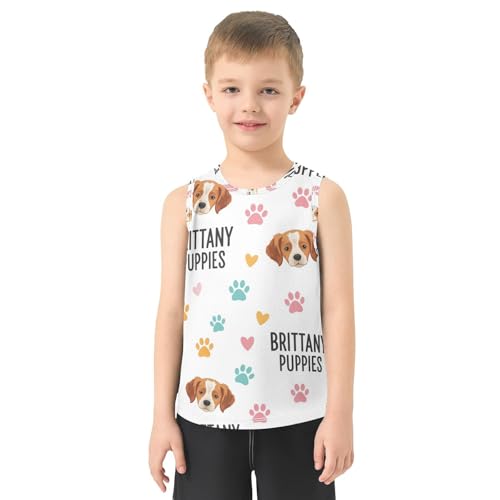J JOYSAY Colorful Dog Paw Heart Boys Tank Top Sleeveless Muscle Shirts Quick Dry Workout Sport Active Kids T-Shirts 3-15T2
