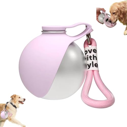 KLINNA Hundeflasche to go 285ml, Trinkflasche Hund Edelstahl, Hundetrinkflasche für unterwegs auslaufsicher, Faltbarer Wassernapf Hund Silikon, Hunde...