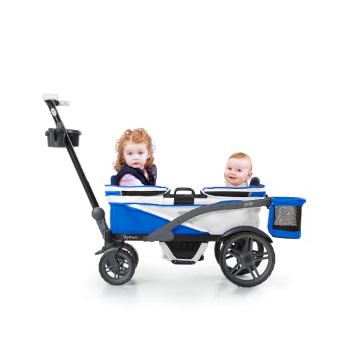Gladly Family Anthem2 2-Seat All-Terrain Wagon Stroller with Easy Push and Pull, Removable XL Canopies, and Sturdy, Safe Folding for Storage and Transport, Electric Silver