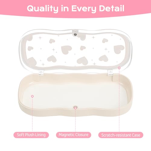 Image of MoKo Glasses Case Hard Shell, Cute Eyeglass Case for Reading Glasses, Clear Eyeglasses Case for Women Girls