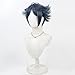 huafan luxkazya Short Grey Blue Cosplay Wigs for Men Short Layered Wig with Bangs Realistic Anime Costume Wigs Fashion Heat Resistant Synthetic Wig for Cosplay Party