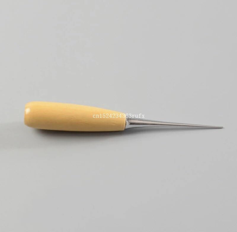 200pcs Cloth Awl Sewing Tool Hole Punching Leather Wood Handle Awl Craft Stitching Leather Tools