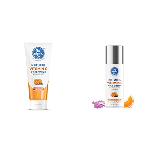 Image of The Moms Co Natural Vitamin C Face Wash I Natural Simple Face Wash | Clean & Glowing Skin | Orange Beads Chemical Free 80 ML & Vitamin C Face Cream 25 Gm