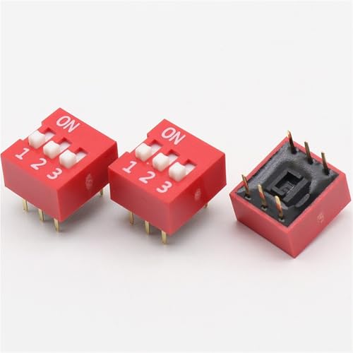 Interrupteur à bascule 3 voies 2,54 mm rouge pour prototypage et platine d'expérimentation