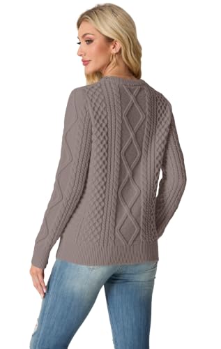 Image of GRECERELLE 2026 Womens Fall Winter Long Sleeve Casual Pullover Sweater Tops | Crewneck, Cable Knit, Chunky, Vintage Style, Anti-static(XS-2XL)