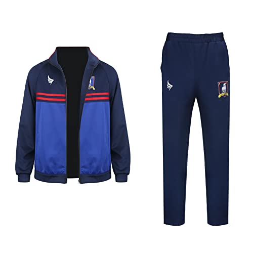 Football Jacket Pants Suit Blue Soccer Track Lightweight Sports Tracksuit Training Sportswear Set Adult Size2