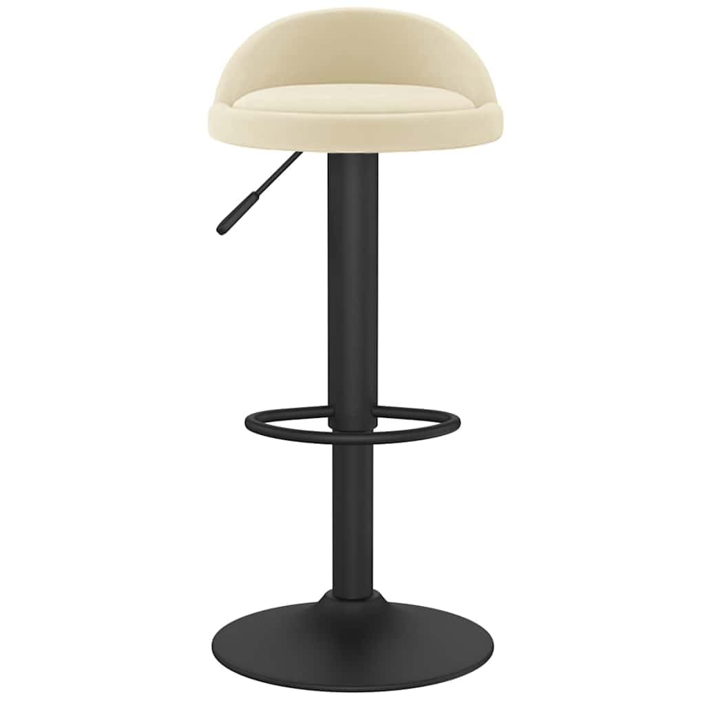 Hothingwell - Taburete de bar, color crema aterciopelado, silla de encimera, regulable en altura con mecanismo de gas, giratorio de 360°, Reposapiés integrado, Base de acero resistente, carga máxima