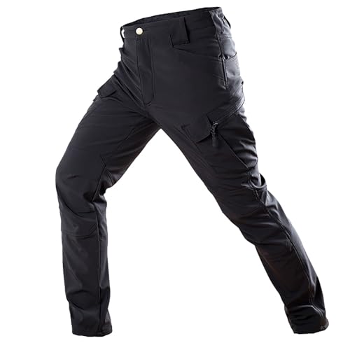 Pantalones tácticos impermeables para hombre, con forro polar, pantalones de senderismo para hombre, pantalones térmicos resistentes al viento para caminar, pantalones de trabajo elásticos con
