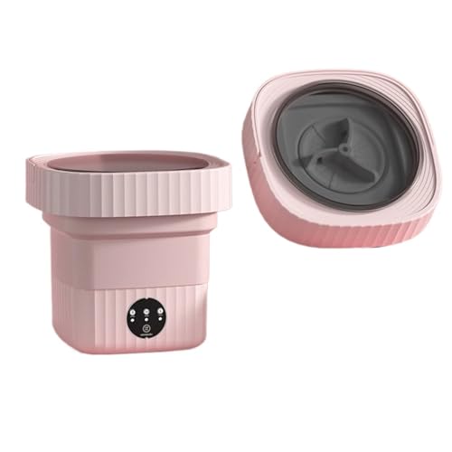 コンパクトランドリー。 6L折りたたみ式ポータブル洗濯機 大容量 回転式乾燥機付き バケツ付き 衣類 旅行 家庭用 下着 靴下 ミニ洗濯機 ポータブル(Pink)