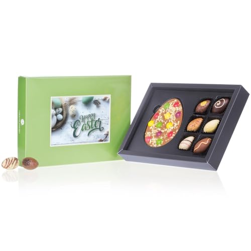 CHOCOLISSIMO - Lujoso Regalo de Pascua - 6 Finos Bombones y Tableta de Chocolate Con Leche en Forma de Huevo de Pascua - Exquisita Mezcla de Chocolate para Entendidos, Chocolate de Pascua