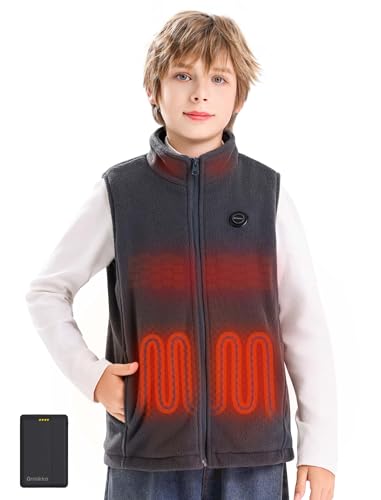 Kids Heated Fleece Vest with Battery Pack 7.4V, Boys Girls Lightweight Electric Heated Fleece Coat for Child
