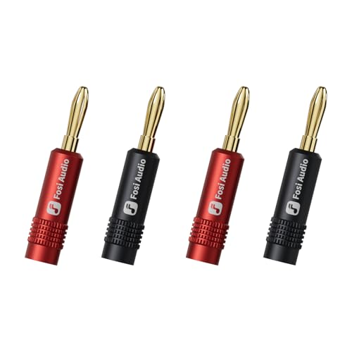 Image of Fosi Audio Banana Plugs 2 Pairs / 4 pcs - Gold Plated Speaker Plugs for Mini HiFi Stereo Audio Receiver Amplifier for Home Bookshelf /Computer /Desktop Passive Speakers