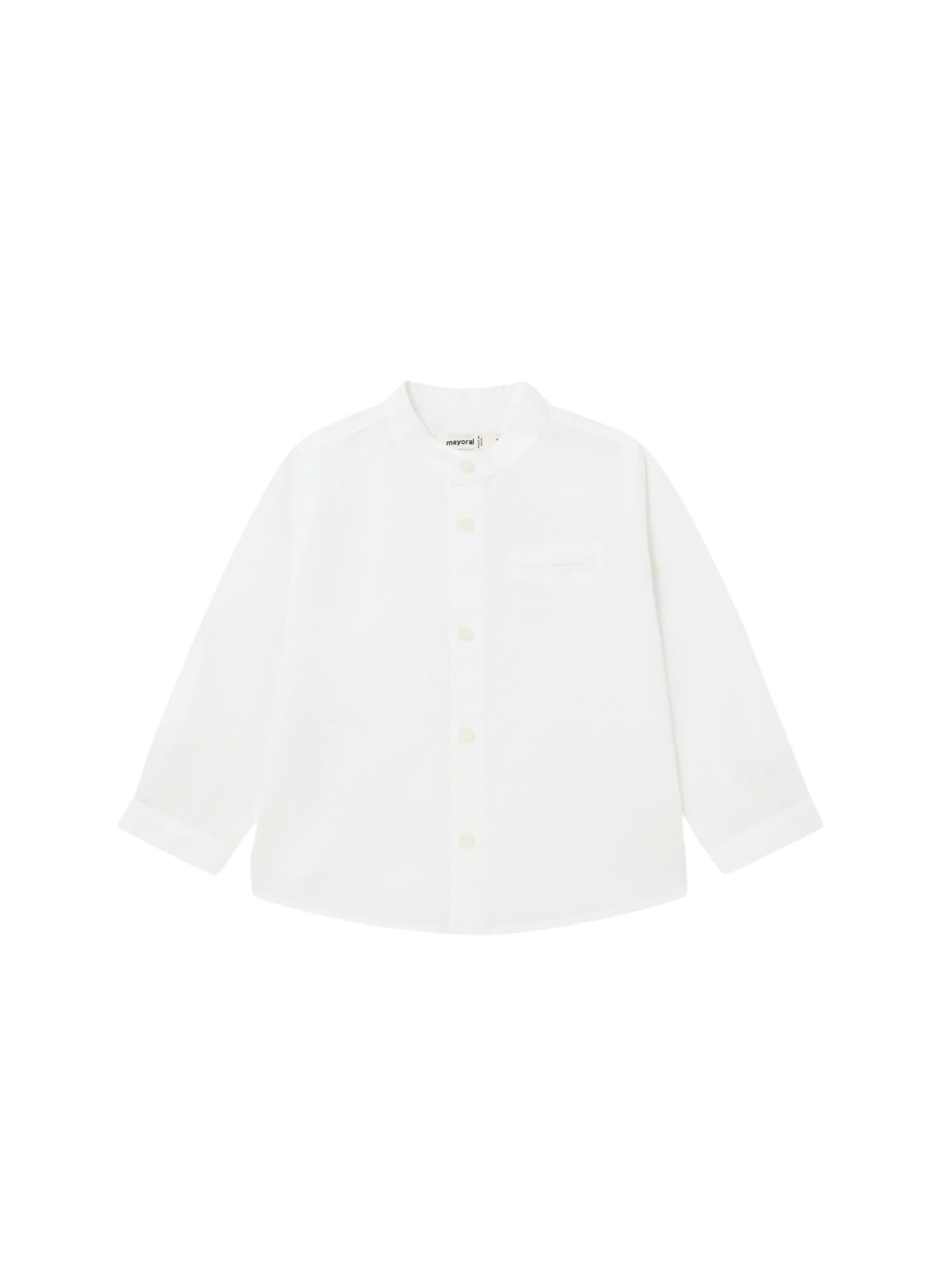 Mayoral Camicia m/l Lino Collo corean per Bimbo Bianco