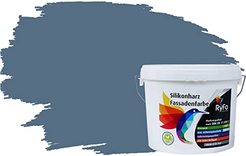 RyFo Colors Silikonharz Fassadenfarbe Lotuseffekt Trend Rauchblau 6l -...