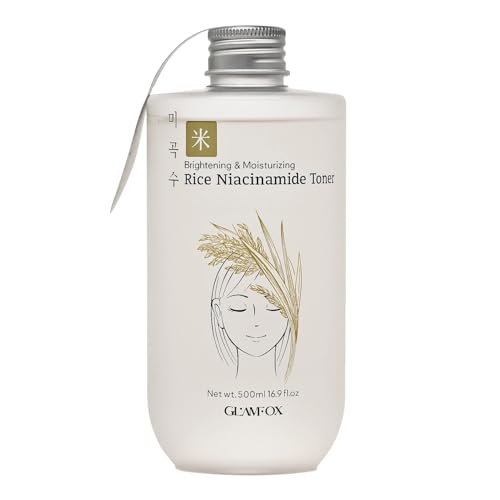 Glamfox Rice Niacinamide Toner, Korean Rice Extract, Brightening & Hydrating Face Toner, 16.9 fl oz