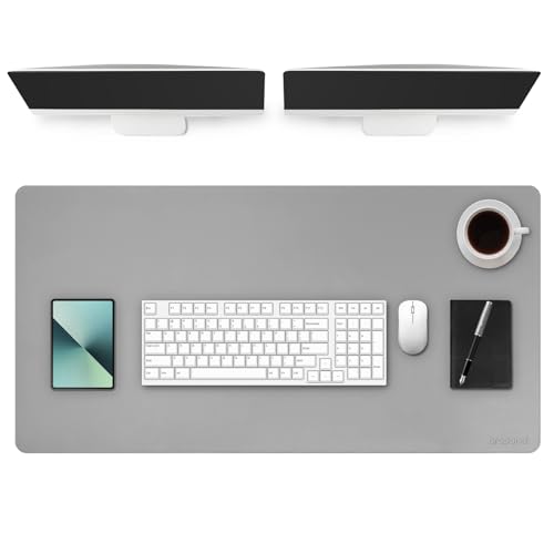 Image of AROPANA Anti-Slip Extended Mouse Pad | PU Vegan Leather Desk Mat | Large Computer Desk Protector Pad with Suede Base for Keyboard, Laptop, Office & Home (120x60CM, Grey)