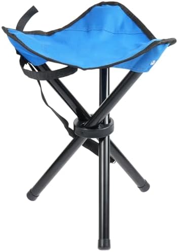 KKONHII Portable Folding Camping Stool, Collapsible Tripod Stool Chair for Adults, 3 Legged Blue Chair with Adjustable Handle for Outdoor Travel Camp Picnic Fishing Hunting Walking Hiking