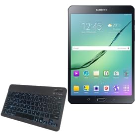 BoxWave Keyboard Compatible with Galaxy Tab S2 (8.0) - SlimKeys Bluetooth Keyboard - with Backlight, Portable Slim LED 7 Colors - Jet Black