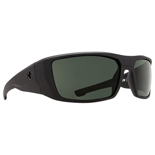 Spy Óculos de sol Optic Dirk Wrap, Preto fosco macio/cinza feliz/verde polar, 64 mm