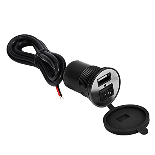 Car Charger, Phone Charger, DC 12V Motorcycle Handle Bar Phone Holder Waterproof USB Charger with Switch(Black)