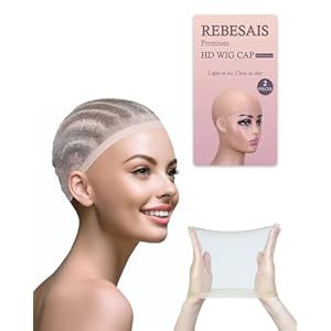 Rebesais 4 Pieces HD Wig Cap for Lace Front Wigs, Wig Caps for Women – Sheer, and Thin Bald Cap for Wigs Stocking Cap for Women’s Invisible Hairline, Premium Quality Wig Accessories(2 Pack 4 PCS)