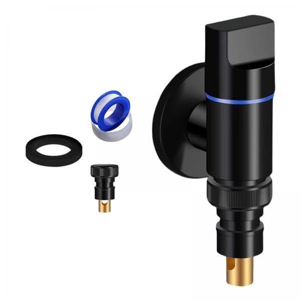CALANDIS™ 4xWashing Machine Tap 1/2in Faucet Valve for Toilet Water Pipes Bathroom Black-image-22