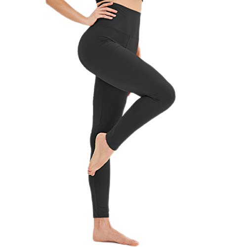 HIGHDAYS Workout Leggings for Women - High Waist Ultra Soft Stretch Opaque Yoga Pants for Tummy Control Butt Lifting (Black,One Size)
