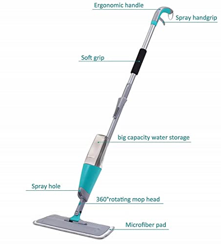 Image of Microfiber Floor Cleaning Spray Mop with Removable Washable Cleaning Pad and Integrated Water Spray Mechanism