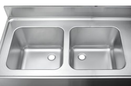 Plonge passage lave-vaisselle 2 bacs gauche table laverie inox Basic 16x6 - 4