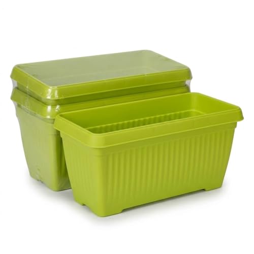 Image of Bello Rectangle 30cm Yellow Plastic Planter | Rectangular Flower Pot for Home & Garden (Pack of 3)
